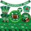 Football Touchdown Party Supplies Game Day Accessory Super Bowl Themed Decorations Including Concession Stand Banner, Plate, Cups, Napkins, Plastic Table Cloth for Touchdown Party Supplies