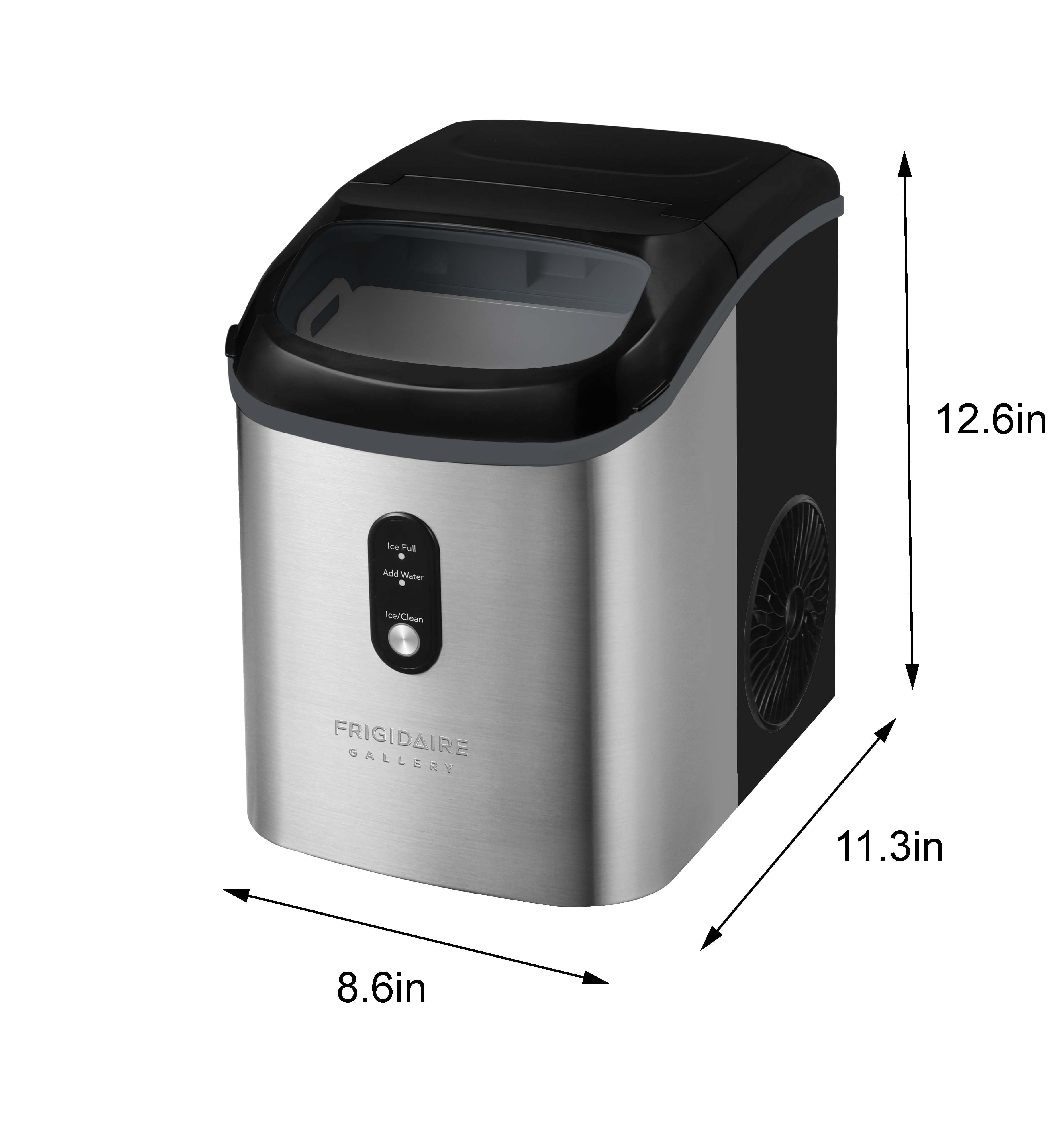 Frigidaire Gallery 33 lbs. Nugget Ice Maker, Self-Cleaning Countertop Ice Machine, Black Stainless Steel
