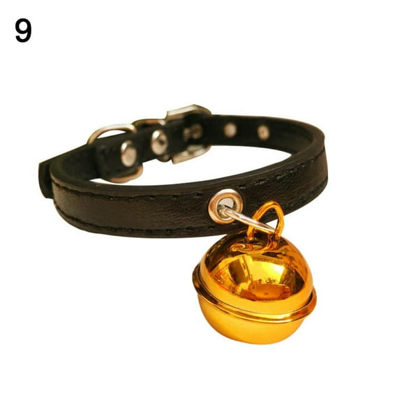UDIYO Fashion Christmas Party Puppy Dog Cat Kitten Faux Leather Bell Necklace Collar