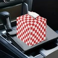 thumbnail image 7 of FUIALDOLG Tissue Box Cover PU Leather Car Tissue Holder Square Waterproof Facial Paper Organizer Dispenser for Bathroom, Vanity Countertop, Tabletop, Red Checkered Pattern, 7 of 7