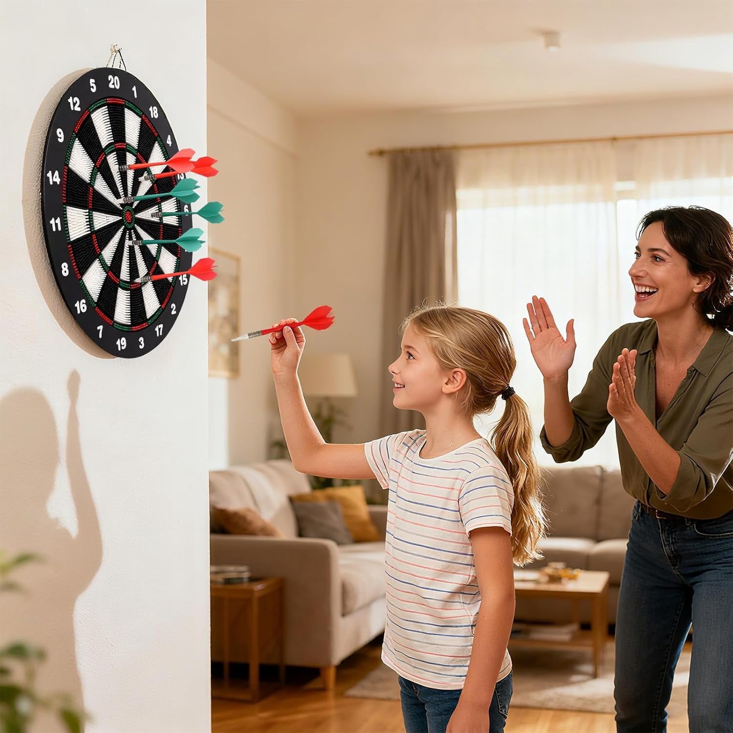 Dart Board For Adults And Kids, Professional Dartboards With 12Pcs Safety Darts, Perfect Dart Game Gifts For Christmas, Parties, Birthdays, Or Celebrations