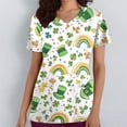 thumbnail image 2 of UQJfacai Easter Scrub Tops Women Stretchy V Neck Short Sleeve Nurse Uniform with 2 Pockets Cute Bunny Rabbits Eggs Graphic Tees M, 2 of 5