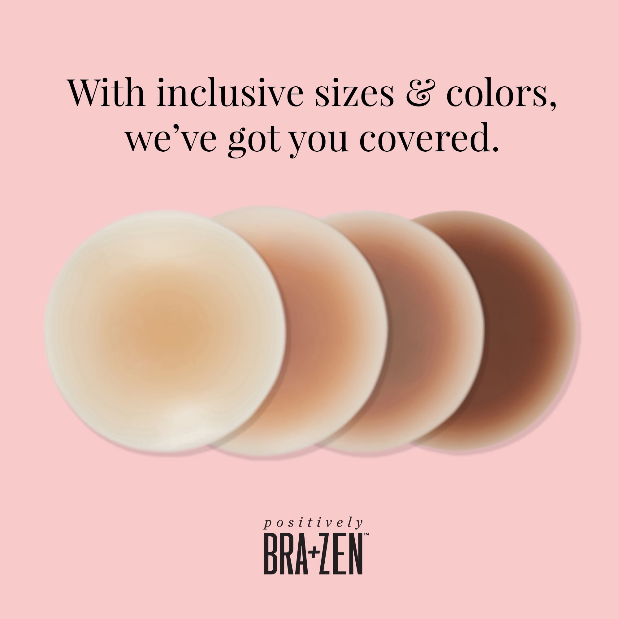 Positively BRA+ZEN Reusable Stick-on Silicone Adhesive Nipple Cover Pasties, Size 1 & 2 Breast Petals