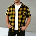 thumbnail image 3 of qucoqpe Mens Flannel Shirt Short Sleeve Lapel Plaid Shirts Casual Button Down Jacket, 3 of 7