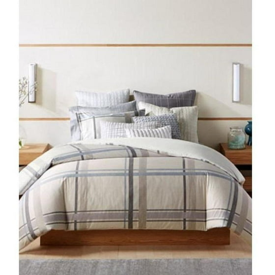 Hotel Collection Modern Plaid Duvet Cover Full Queen Bedding Pima Cotton