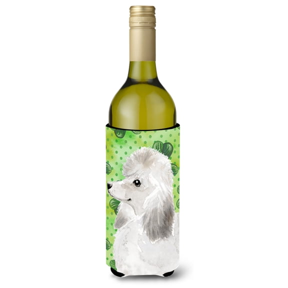 Carolines Treasures BB9561LITERK White Standard Poodle St. Patricks Wine Bottle Beverge Insulator Hugger  Wine Bottle
