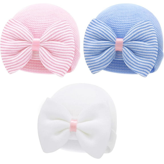 Zukuco Newborn Hats for Girls Baby Hats Newborn Hospital Hat Baby Beanie Baby Girl Hats Headbands Bows Nursery Hat, 0-6 Months