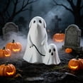 thumbnail image 5 of Liamobondopolis Whimsical Ghost Dog Resin Figurine with Leashed Mini Floral Ghost for Halloween Tabletop Fireplace Mantel Fall Seasonal Decor 6.1 In, 5 of 6