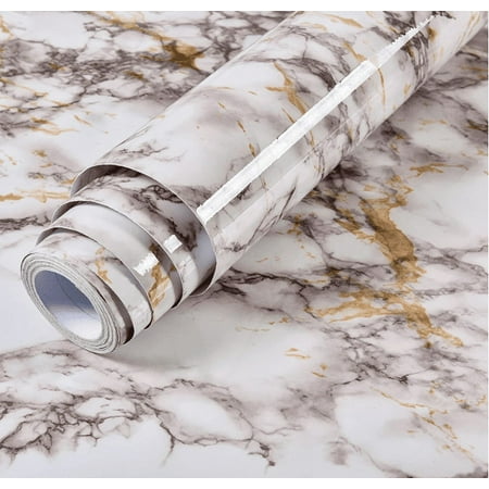 MOYISHI White Marble Wallpaper Peel and Stick 15.7"x78.7" White Wall Paper Pull and Stick Contact Paper for Countertops Waterproof Self-Adhesive Marble Contact Paper for Kitchen Desk Cabinet Decor
