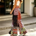thumbnail image 4 of Sewkxo Womens Wide Leg Pants Drawstring Elastic High Waisted Ruffle Hem Palazzo Pants with Pockets,Deep Red S, 4 of 6