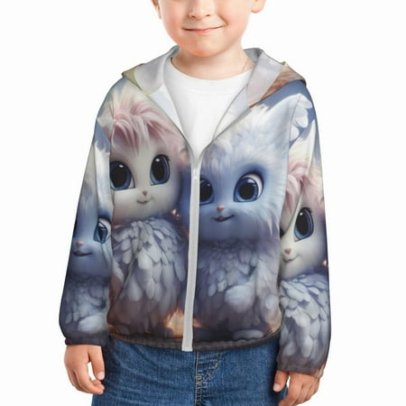 

Ocsxa Cute Animal Couple Print Kids Active Zipper Sun Protection Jacket Boys Girls Hooded Cooling Shirt-18 Months