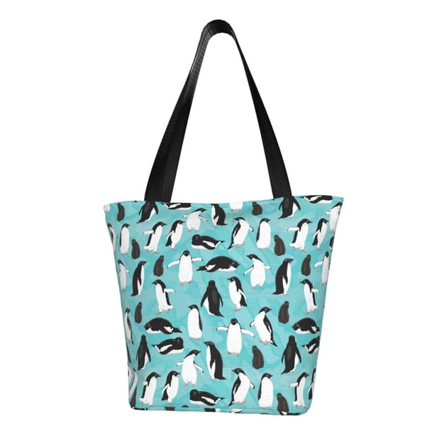 Fotbe Penguins Bolsa de Playa con Estampado, Bolsa de Hombro, Bolsa de Mano Espaciosa, Bolsa de Viaje Ligera, Bolsa de Compras Versátil