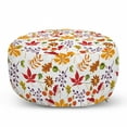 thumbnail image 1 of Autumn Pouf Cover with Zipper, Seasonal Leaves Mixed Floral Illustration Plain Background Print, Soft Decorative Fabric Unstuffed Case, 30" W X 17.3" L, Vermilion and Burnt Orange, by Ambesonne, 1 of 5