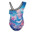 thumbnail image 5 of Uorisanigo Girls Swimsuits Kids Ocean Axolotl Tankini Bathing Suit Size 7-8 One Piece One Shoulder Single Spaghetti Strap Summer Beach Swimwear, 5 of 7