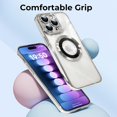 thumbnail image 4 of Compatible with iPhone 15 Pro Case Plating Magnetic Crystal [ Support Compatible with Magsafe ] Luxury Case Camera Protection Cover Screen Protector Cover Girls Women Phone Case -Silver, 4 of 6