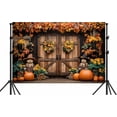 thumbnail image 3 of 5x3ft Fall Backdrop with Pumpkin, Barn Door & Maple Leaves - Thanksgiving Photography Background for Kids Portraits, Baby Shower Decor, Autumn Family Photos, 3 of 5