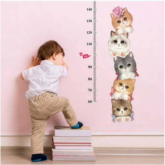 WUJDF Cozy Kittens Wall Stickers,Cute Cartoon Cat Butterfly Art Wall Decals Removable Vinyl Peel and Stick for Living Room Bedroom Decorations,Wall Stickers Decor