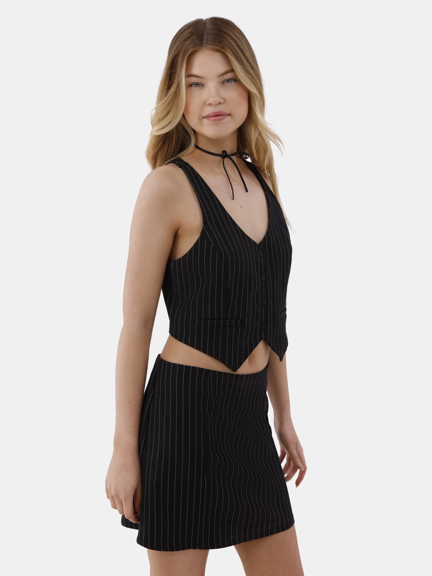 No Boundaries Vest and Mini Skirt Set, 2-Piece, Women’s
