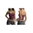 thumbnail image 3 of Women Y2K Stripe Print Camisole Spaghetti Strap Scoop Neck Tank Tops Aesthetic Sleeveless Crop Top Red XL, 3 of 7