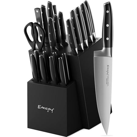 

22-Piece Kitchen Knife Set with Block Include 2-pair Chef Knives Carving Fork and Sharpener (Dual-Chef Sets)