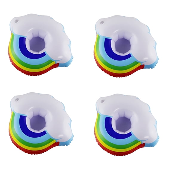 BESTSKY 2026 New 4Pcs Inflatable Floating Rainbow Drink Holder Swimming Pool Float Coasters,For Pool Parties,Beach Outings,Summer Fun,Outdoor Relaxation,Drink Storage.