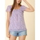 thumbnail image 5 of INSPIRAR CHIC Blusa Floral para Mujeres del Día de San Valentín Casual de Verano Cuello Cuadrado Chifón de Manga Corta con Volantes 3XL Púrpura, 5 of 7
