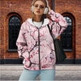 thumbnail image 2 of Yuyamidu Cherry Blossom Hoodie Sweat Shirts for Womens Zip Up Hoodies Oversized Sweatshirt with Pockets Womens Jackets Casual Long Sleeve Round Neck Sweatshirt 2XL, 2 of 7