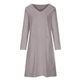 thumbnail image 5 of Fesfesfes Women Dress Sexy Solid Cold Shoulder Long Sleeve V-Neck Regular Dress Under $10, 5 of 8