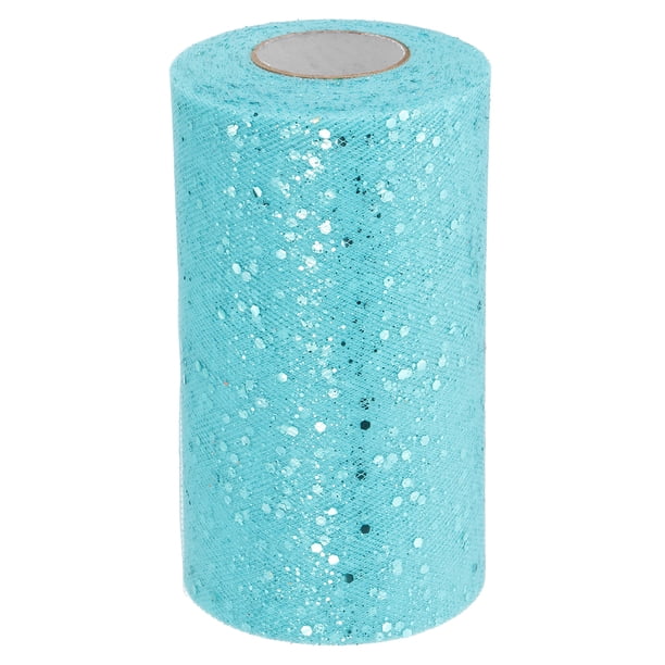 Rollos de tela de tul Uxcell, carrete de tela de tul con cinta brillante, red de lentejuelas para manualidades de faldas tutu, bodas en azul teal