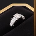 thumbnail image 5 of Eclet Jewels 14K White Gold Over Rings - 2 Ct Emerald Cut Diamond Rings - Engagement Gifts for Women's - Multi Stone Stacking Engagement Rings - Modern Elongated Emerald Diamond Ring for Women's, 5 of 8