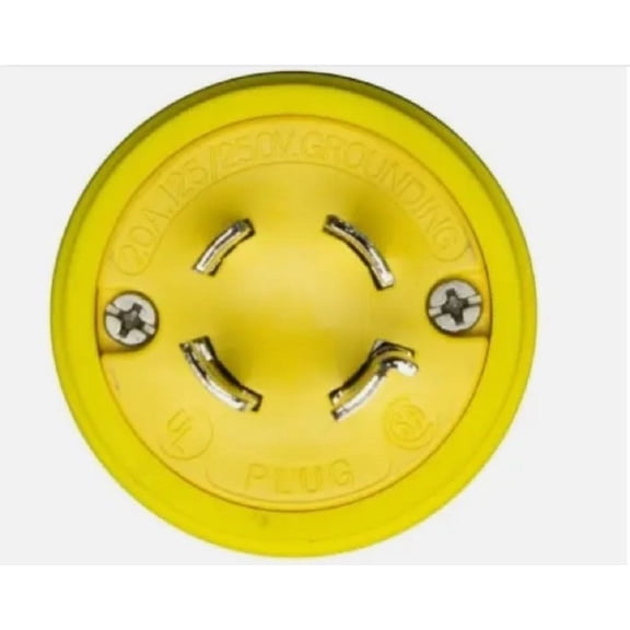 Ericson 2320-PW6P Plug, Perma-Tite, NEMA L14-20, 3 Pole/4 Wire Locking Blade, 20 Amp, 125/250V, 1 Phase, Safety Yellow