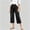 Black, variant on Women's Soft Washed Cropped Denim Culottes, High Waist Multi Button Zipper Fly Straight Leg Solid Color Capri Jeans Coffee XL(XL)