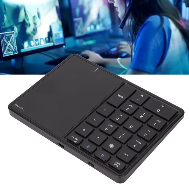 22 Keys Wireless Number Pad with Touchpad BT 4.2 2.4G Dual Modes Type C Charging 500mAh Battery for IOS OS X