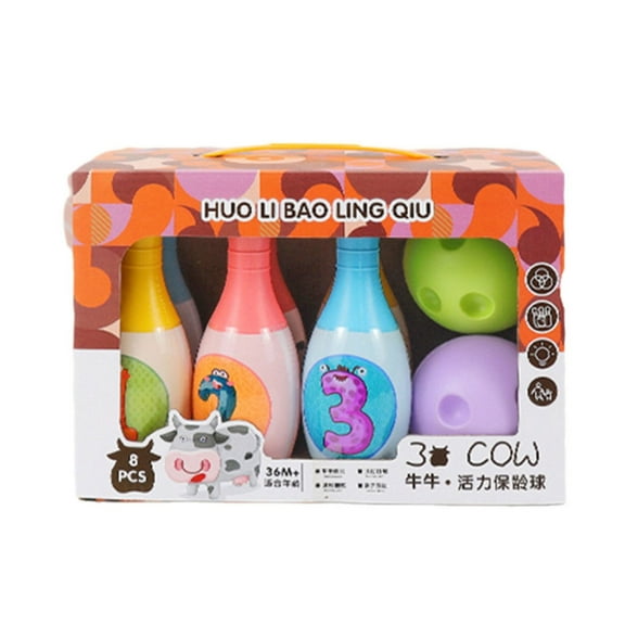 Yokua Kids Bowling Set Indoor Outdoor Bowling Games Colorful Pins 2 Bowling Balls