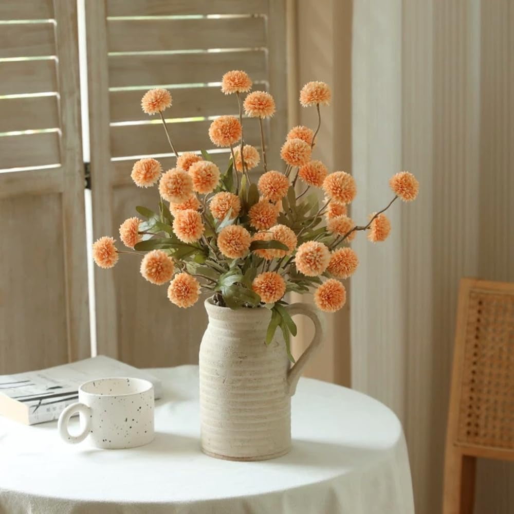 Artificial Flowers for Vases 20 Inch 10 Stems, Silk Dried Fake Mums Bouquet Indoor Faux Floral Arrangements for Decoration (White)