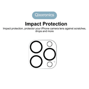 2-PACK Qixxronics for iPhone 15 Pro Max Camera Lens Protector Tempered Glass Clear