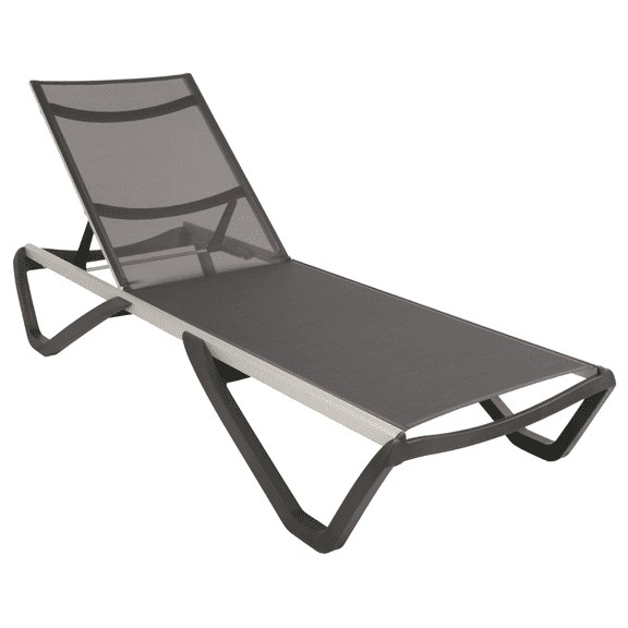 Furnish Theory Seabreeze Deck Patio Sunlounger Sun Lounger Lounge Chair Sling Chaise Lounger (Anthracite Frame & Anthracite Mesh)