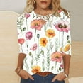 thumbnail image 2 of BangWanChi 3/4 Length Sleeve Womens Tops Plus Size Tunic Women's Fashion and Casual V-neck 3/4 Sleeve Top Long Sleeved V-neck Top/Shirt, 2 of 5