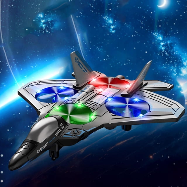 Avión teledirigido con luz, regalo para niño, helicóptero, de 360 degree, planeador RC portátil, juguete volador para exteriores, avión RC Azul