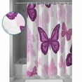 thumbnail image 3 of 60x72 Inch Shower Curtains for Bathroom Purple Butterflies Fabric Bath Curtain Decor Spring Summer Butterfly Waterproof Restroom Curtains Shower Set Accessories with 12 Hooks 60 Inch, 3 of 6
