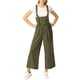 thumbnail image 2 of INSPIRAR CHIC Mono de tirantes con botones y cintura alta para mujer, ajuste recto, XS, verde ejército, 2 of 8