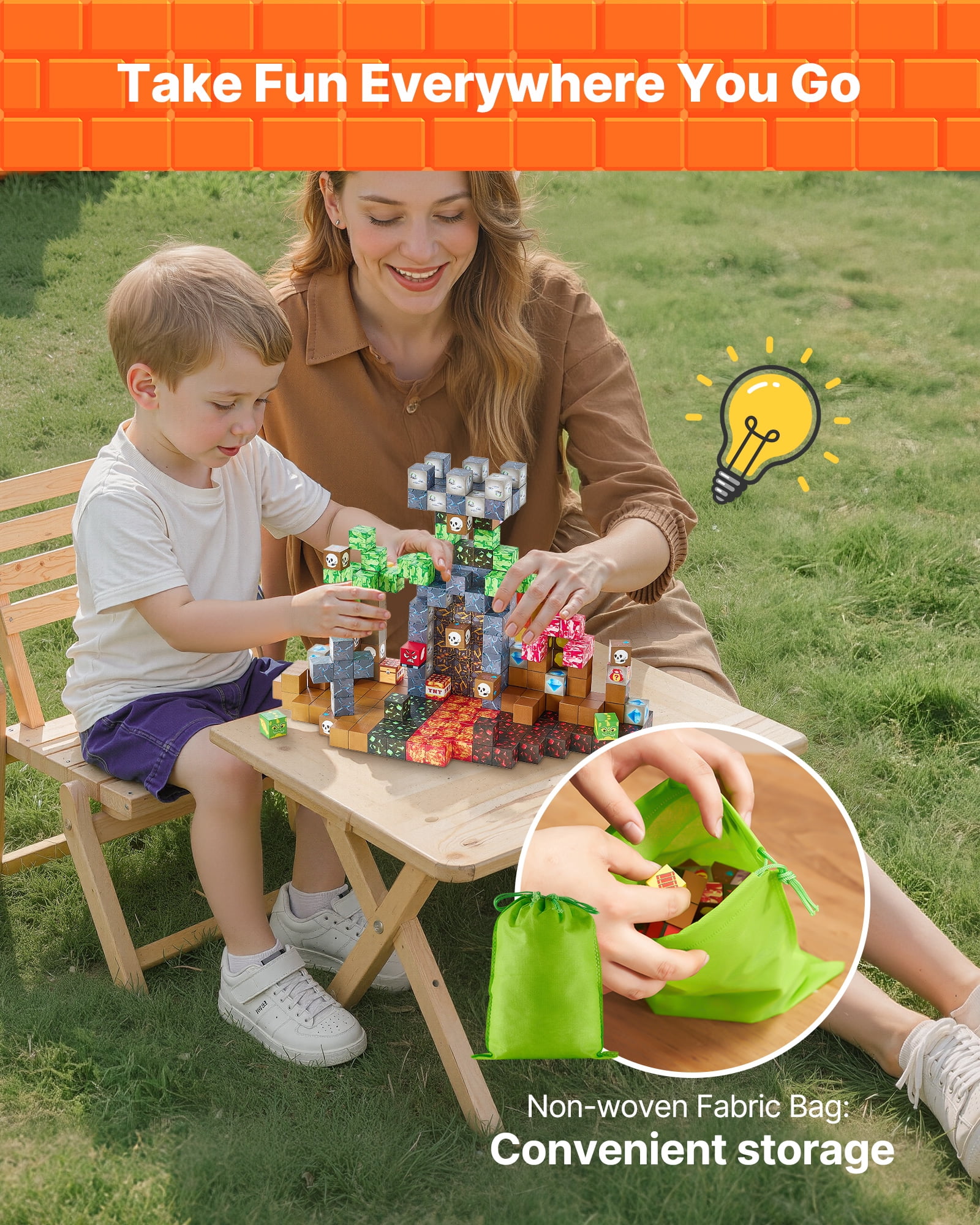 VEVOR Magnetic Blocks, 150 PCS Dark Castle Set, Magnetic Building Cubes for Kids, STEM Montessori Sensory Toys for Christmas Birthday Gift, Construction Stacking Toy for 3+ Years Old Boys & Girls