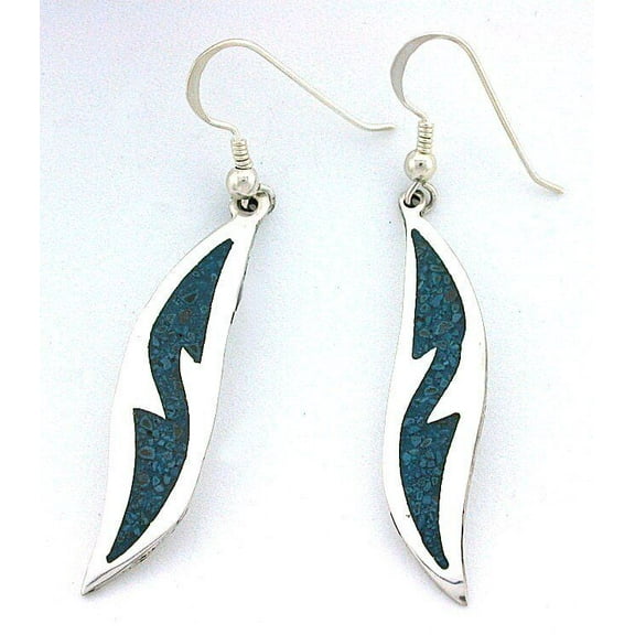 Marquise Shaped Sonoran Turquoise Inlay Pure 925 Sterling Silver Dangle Earring