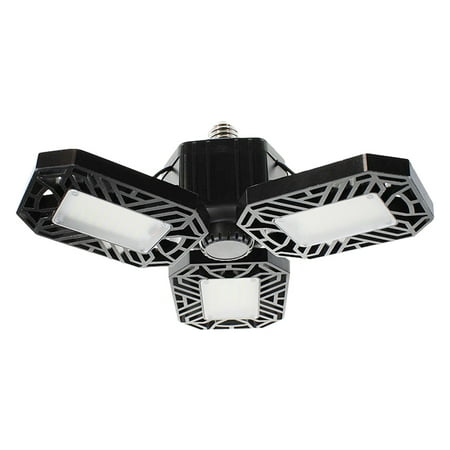 

80W Bulb Garage Light 360 Degrees Deformable Ceiling Light Home Warehouse Workshop Folding Three-Leaf Deformation Lamp 6000K