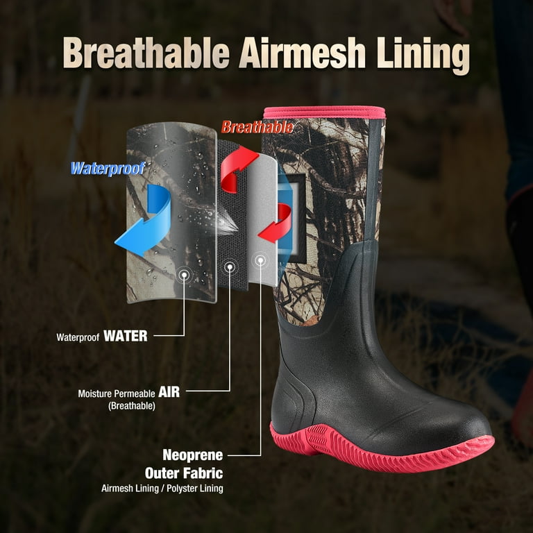 Free Shipping HISEA Women s Rain Boots Waterproof Insulated Rubber Neoprene Boots Durable Anti Slip Knee High Outdoor Work Boot for Hunting Gardening Farming Yard Mud Working Walmart