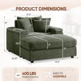 thumbnail image 3 of FFH Oversized Accent Chair with Ottoman for Living Room, Bedroom, Corduroy Lounge Chair with Ottoman, Chaise Lounge Indoor, Green, 3 of 11