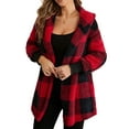 thumbnail image 1 of Innerwin Veste à Capuche Manches Longues Cardigan pour Femmes Manteau Confortable à Carreaux Rouge TP, 1 of 3