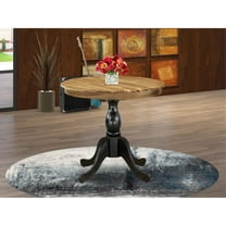 Open Box East West Furniture Round Dining Table - Natural Table Top and Black Pedestal Leg Finish