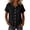 Black, variant on Ashirexll Tops for Women Trendy Spring and Summer Lace Sleeve Round Neck Casual Solid Color Loose Linen Top for Spring