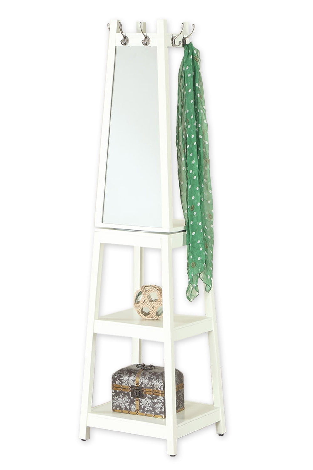 Screen Gems Leo Wood Swivel Hall Stand with Mirror in White SGT691WH